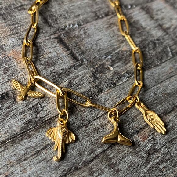 NEW Good Luck Gold Charm Layering Bracelet - Picture 3 of 13